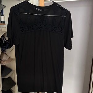 Miss Chievous Black Lace Short Sleeve Top